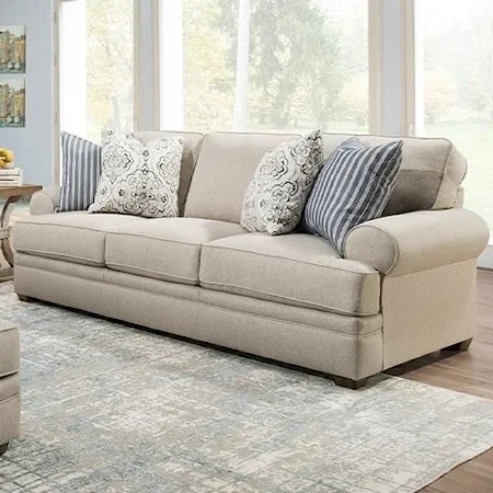 Transitional Sofa with Rolled Arms